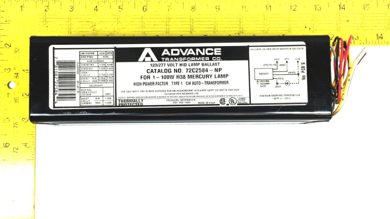 Advance Ballast 120/277V 60Hz HID Lamp Ballast 72C2584NP001 (72C2584-NP) NOS