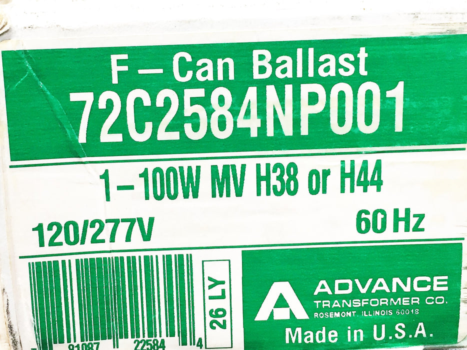 Advance Ballast 120/277V 60Hz HID Lamp Ballast 72C2584NP001 (72C2584-NP) NOS