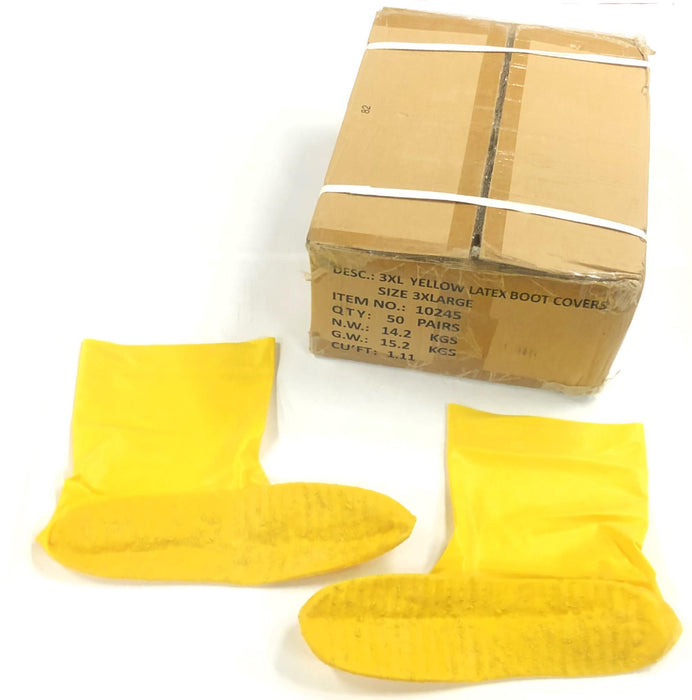 Unbranded Case Of 50 3XL Yellow Latex Boot Covers Pair 10245 NOS