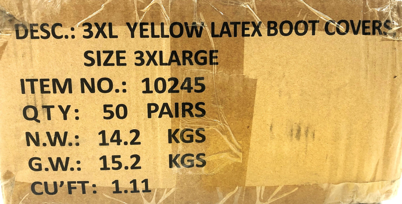 Unbranded Case Of 50 3XL Yellow Latex Boot Covers Pair 10245 NOS