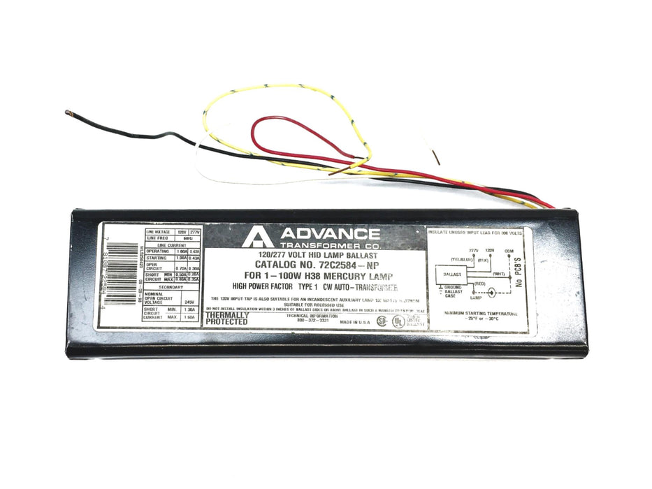 Advance Ballast 120/277V 60Hz HID Lamp Ballast 72C2584NP001 (72C2584-NP) USED
