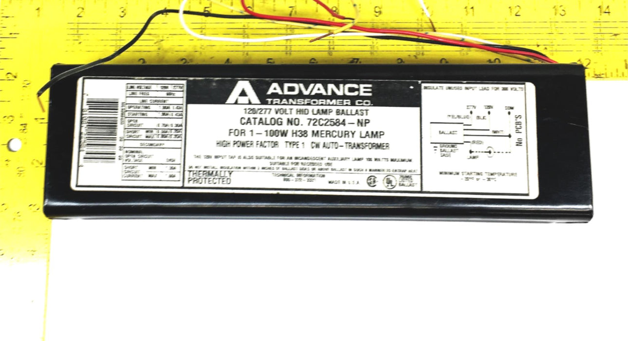 Advance Ballast 120/277V 60Hz HID Lamp Ballast 72C2584NP001 (72C2584-NP) USED