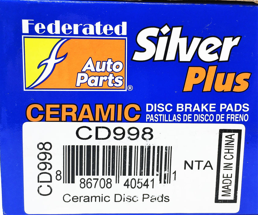 Federated Auto Parts Silver Plus 4 Piece Ceramic Disc Brake Pads Set CD998 NOS