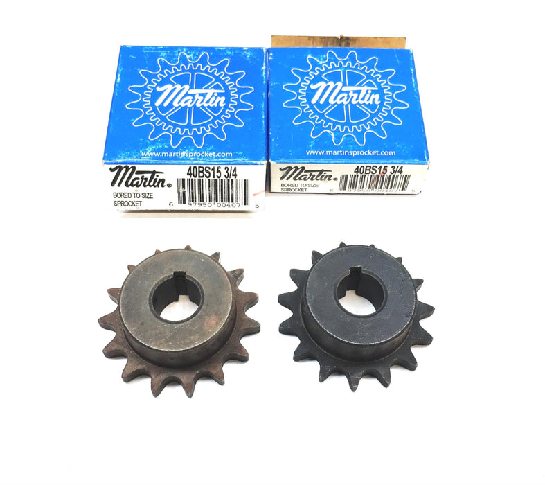 Martin 3/4 Inch Bored to Size Sprocket 40BS15 [Lot of 2] USED