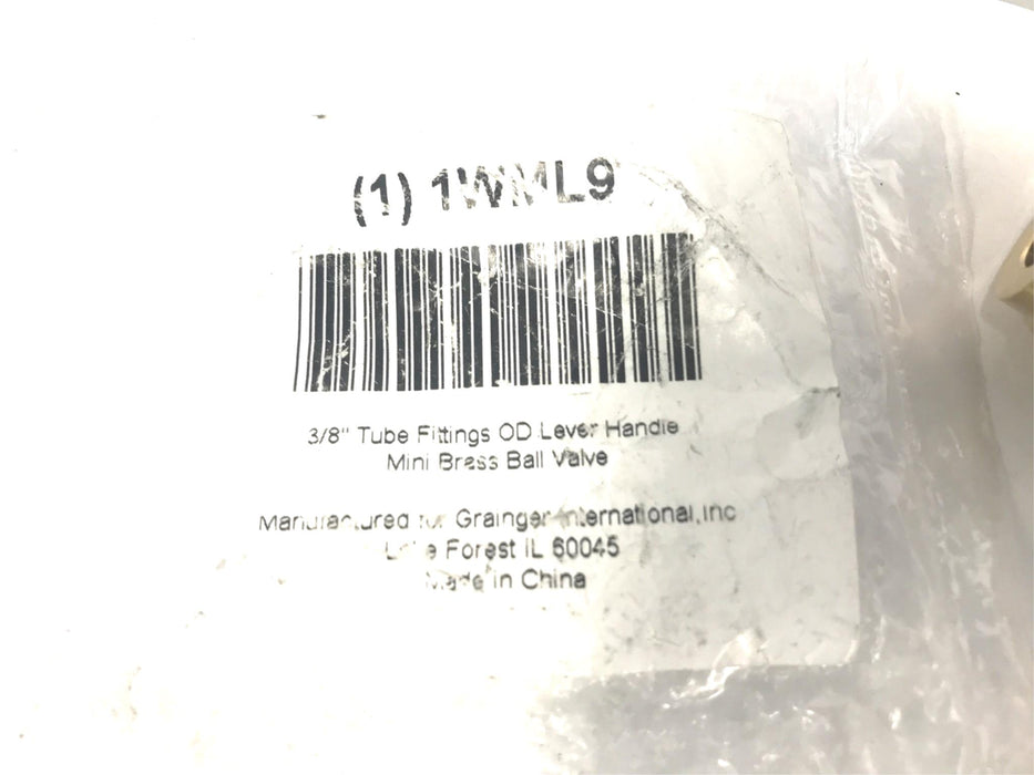 Grainger 3/8" Mini Brass Ball Valve 1WML9 NOS