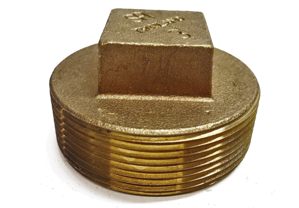 SA 3" Brass Square Head Clean Out Plug NOS
