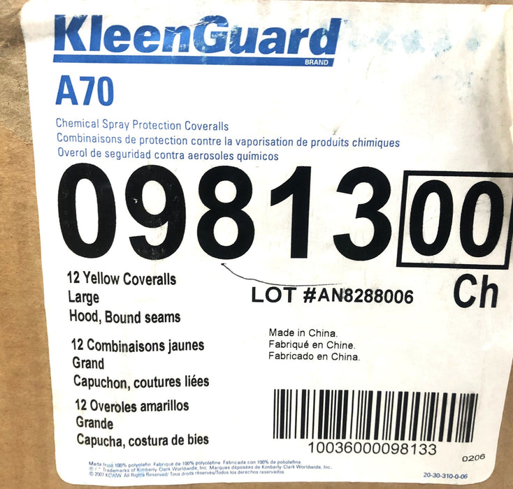 Kimberly-Clark KleenGuard Large Yellow A70 Hooded Coverall 09813 [Lot of 4] NOS