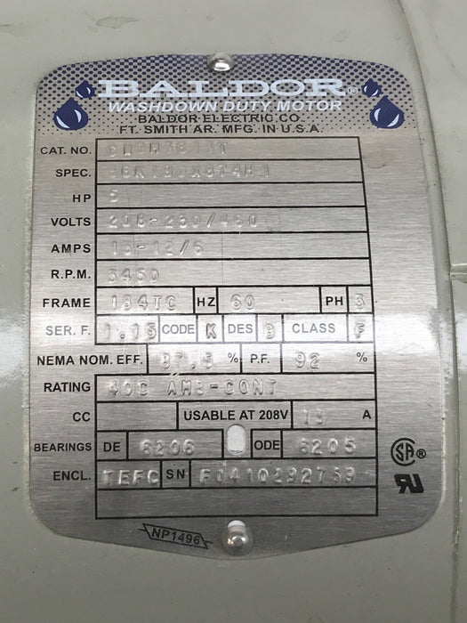 Baldor General Purpose Industrial Motor CWDM3613T USED