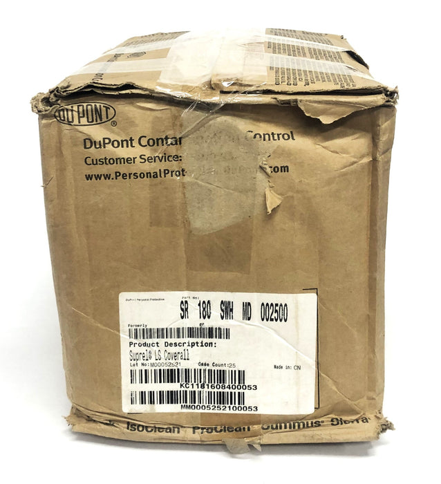 DuPont Suprel LS Hooded Coverall SR180SWHMD Case of 25 NOS