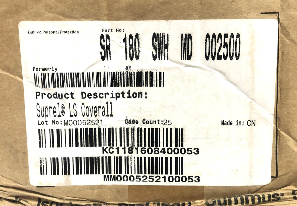 DuPont Suprel LS Hooded Coverall SR180SWHMD Case of 25 NOS