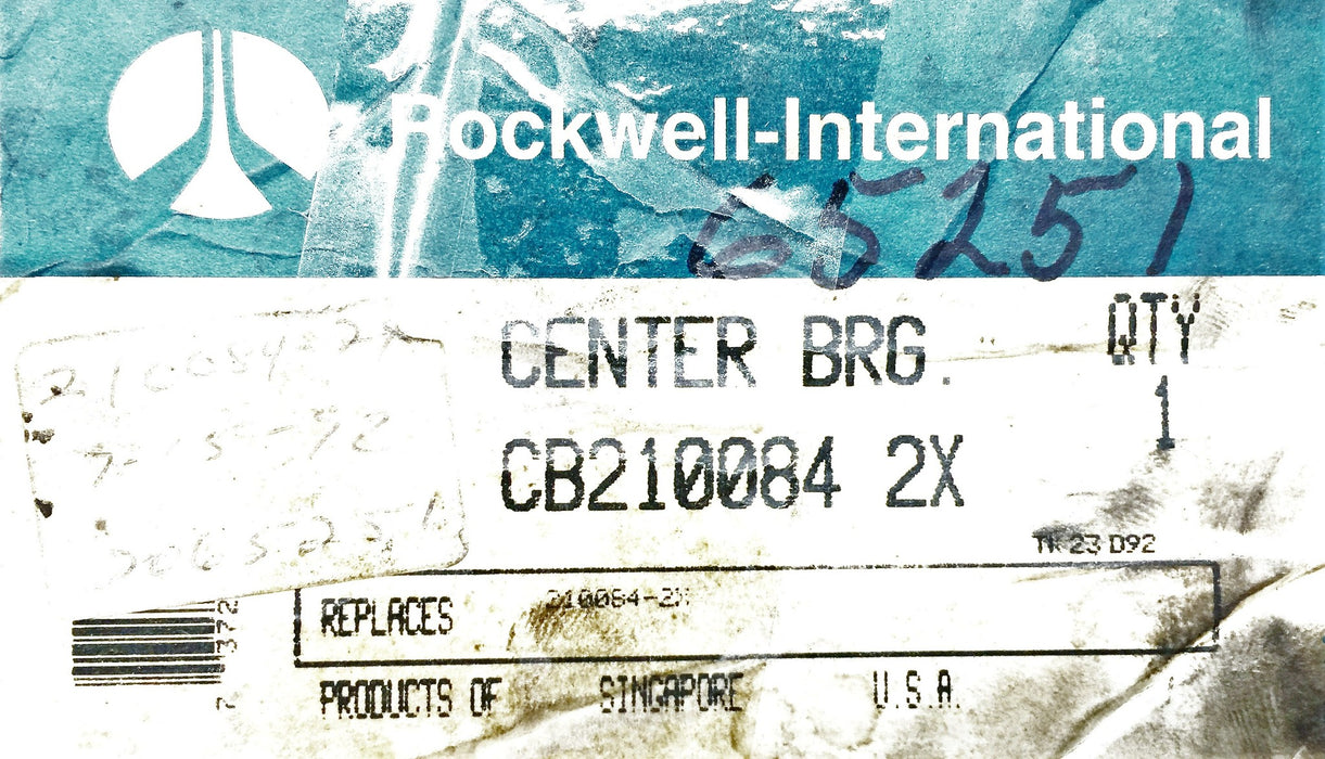 Rockwell International Center Bearing CB210084 2X (2100842x) NOS