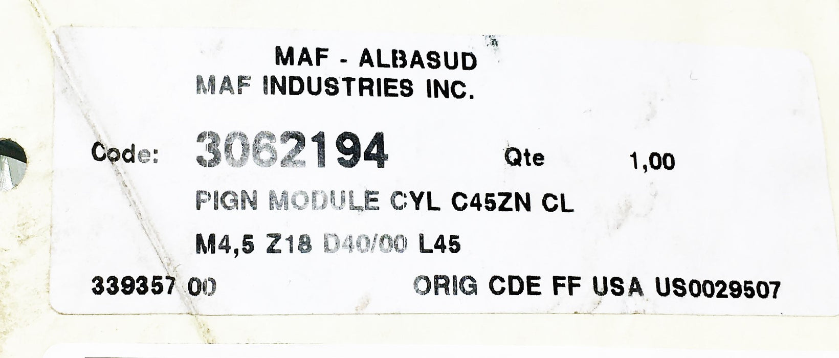 Maf Industries 1-3/4 Inch 18 Tooth Pinion Gear 3062194 USED