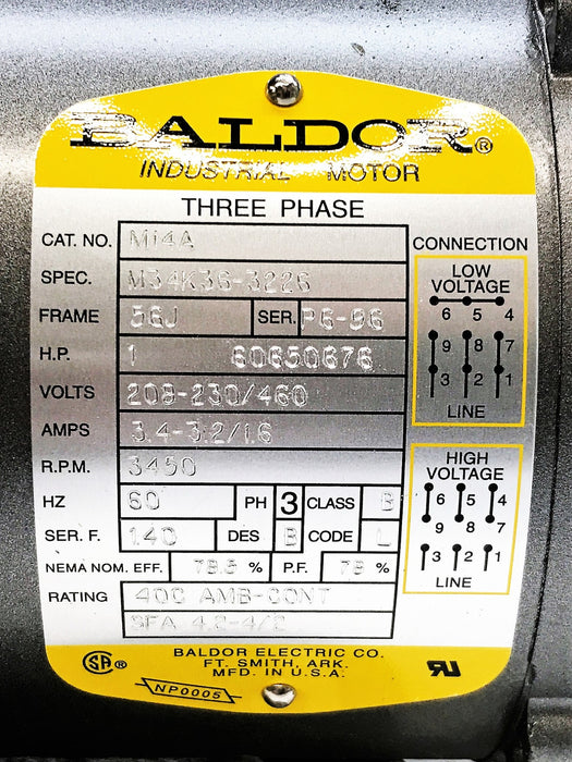 Baldor Three-Phase General Purpose Motor M14A NOS