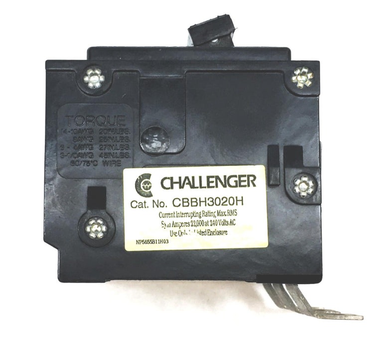 Challenger 3P 20AMP 240VAC Circuit Breaker CBBH3020H NOS