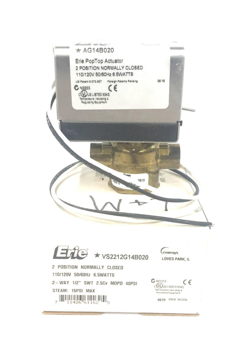 Erie 2-Way Normally Closed Zone Valve 1/2" Sweat VS2212G14B020 NOS
