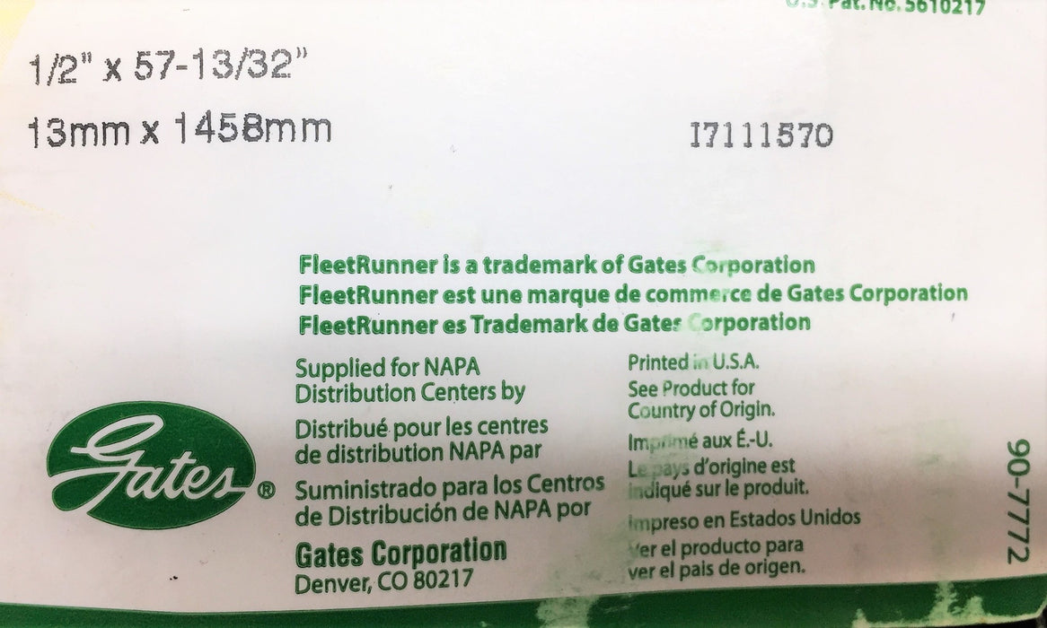 NAPA Fleet Runner High-Mileage/Long-Life Belt 9570HD (259570HD) NOS
