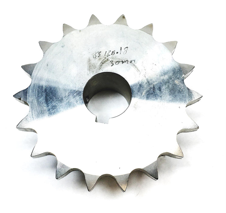 Unbranded 30MM 18 Tooth 1-1/8 Inch ID 1/4 Inch Keyway Sprocket SS12B18 USED