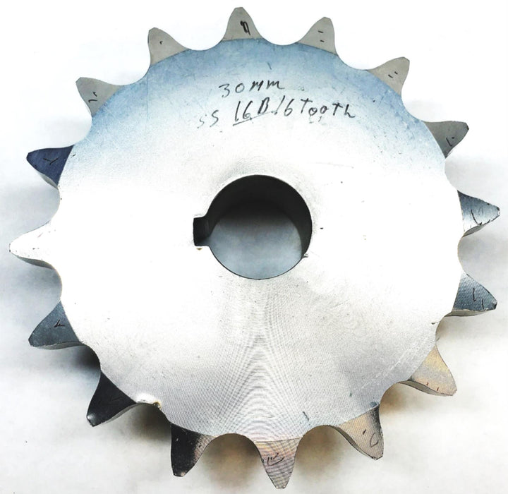 Unbranded 30MM 16 Tooth 1-1/8 Inch ID 1/4 Inch Keyway Sprocket 16B16 USED