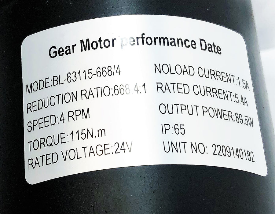 Hefei Bolin Advanced Materials Gear Motor Size 63 BL-63115-668/4 (59584-89E) NOS