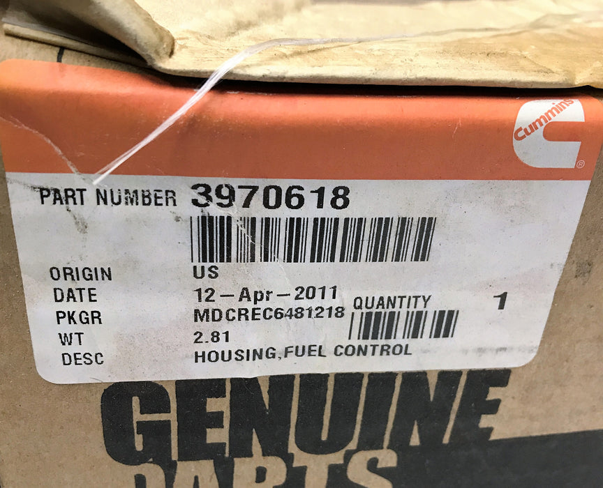 Cummins OEM Fuel Control Housing 3970618 NOS