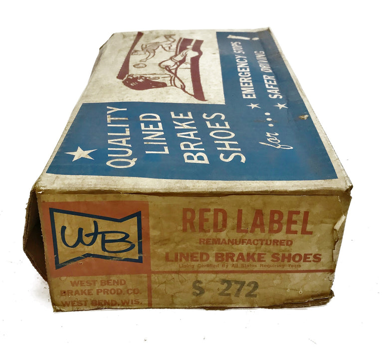 West Bend "Red Label" Re-Lined Brake Shoe S272 NOS