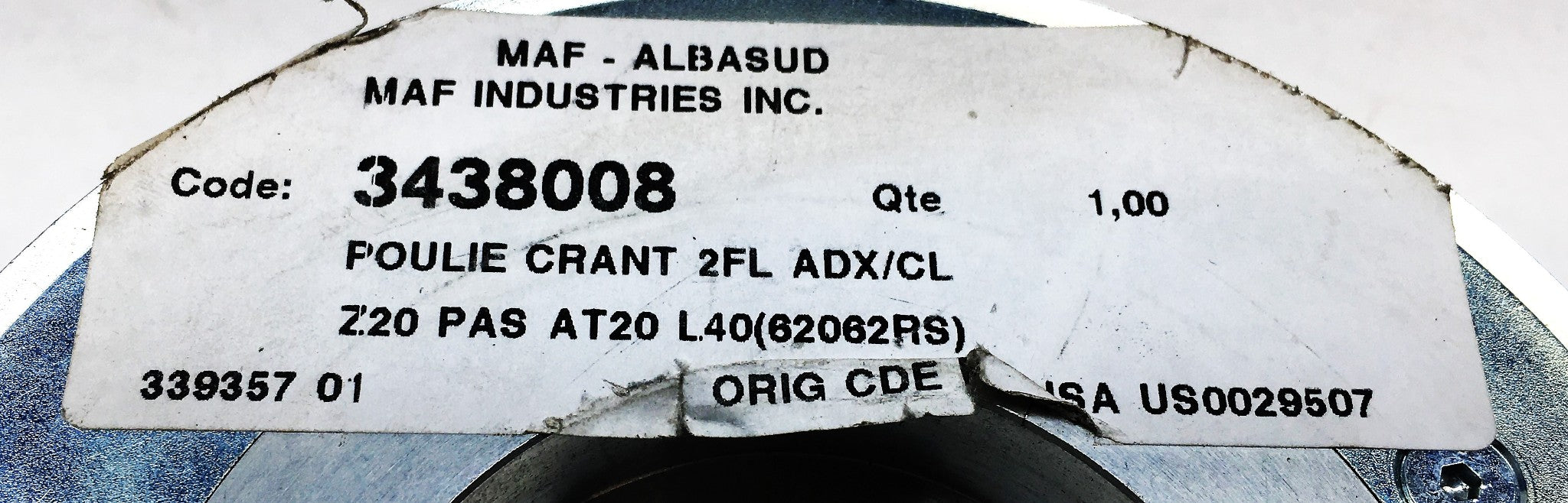 Maf Industries 5-1/4 Inch OD 2-3/8 Inch ID Timing Pulley 3438008 NOS