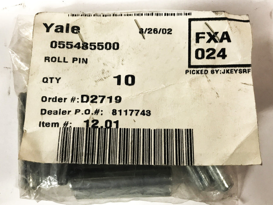 Yale Fork Lift Roll Pins 55485500 [Lot of 10] NOS