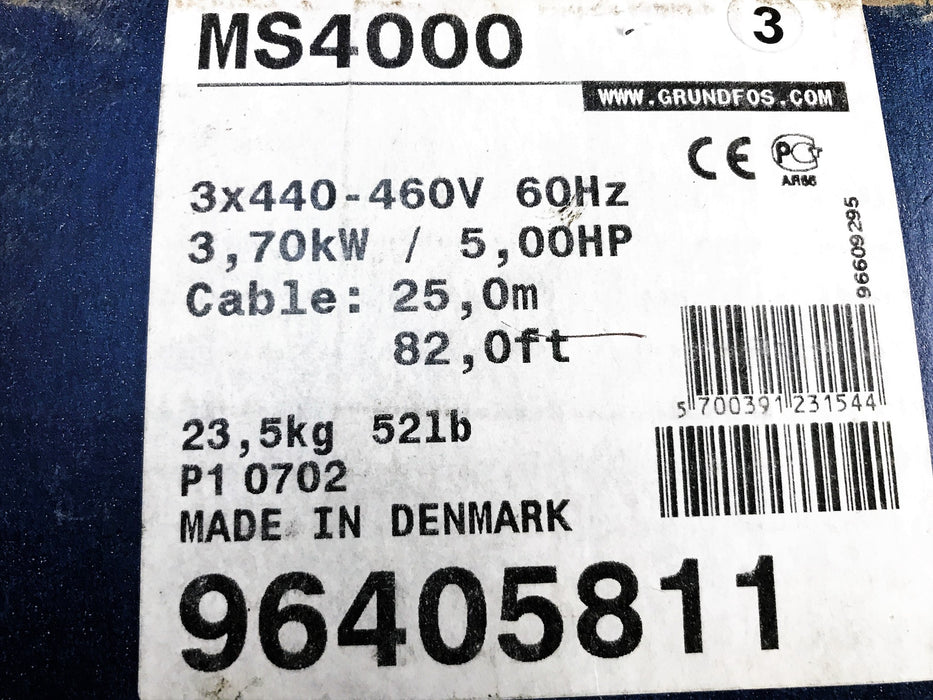 Grundfos Submersible Pump Motor MS400-96405811 NOS