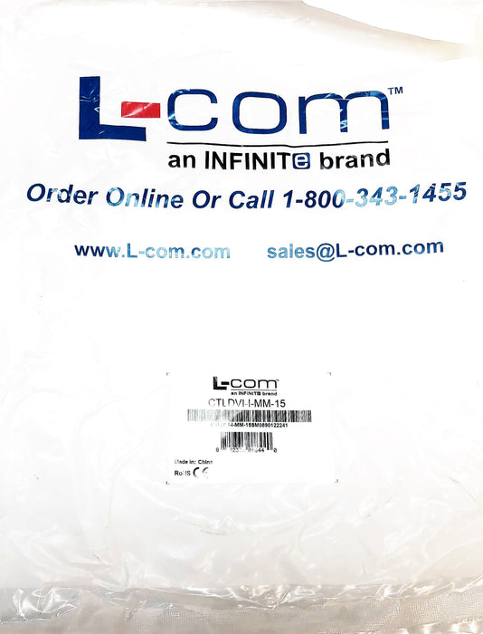 Infinit L-Com Premium Dual Link Male With Ferrites DVI-I Cable CTLDVI-MM-15 NOS