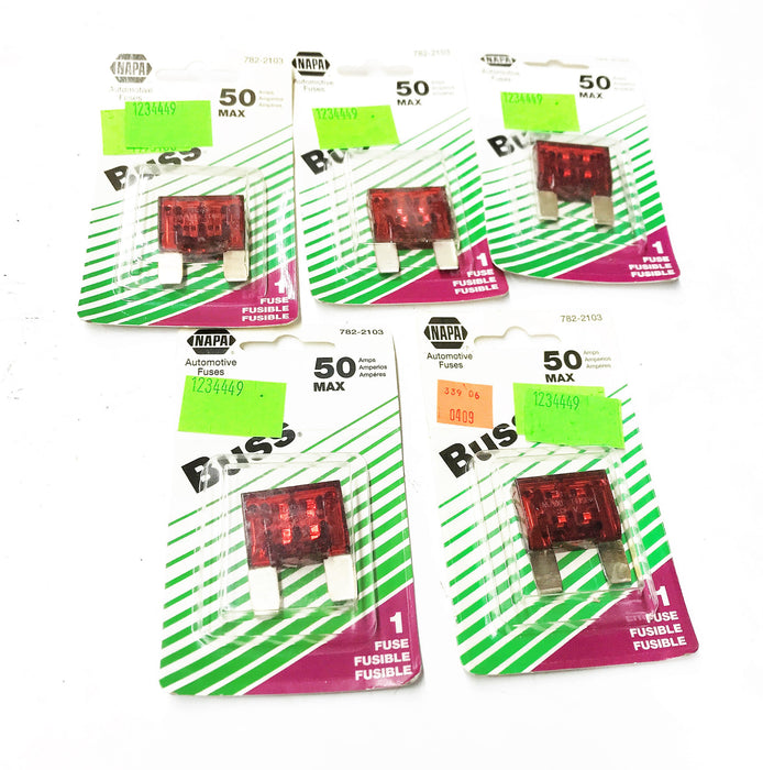 NAPA/Buss 50A Fuse 782-2103 (7822103) [Lot of 5] NOS