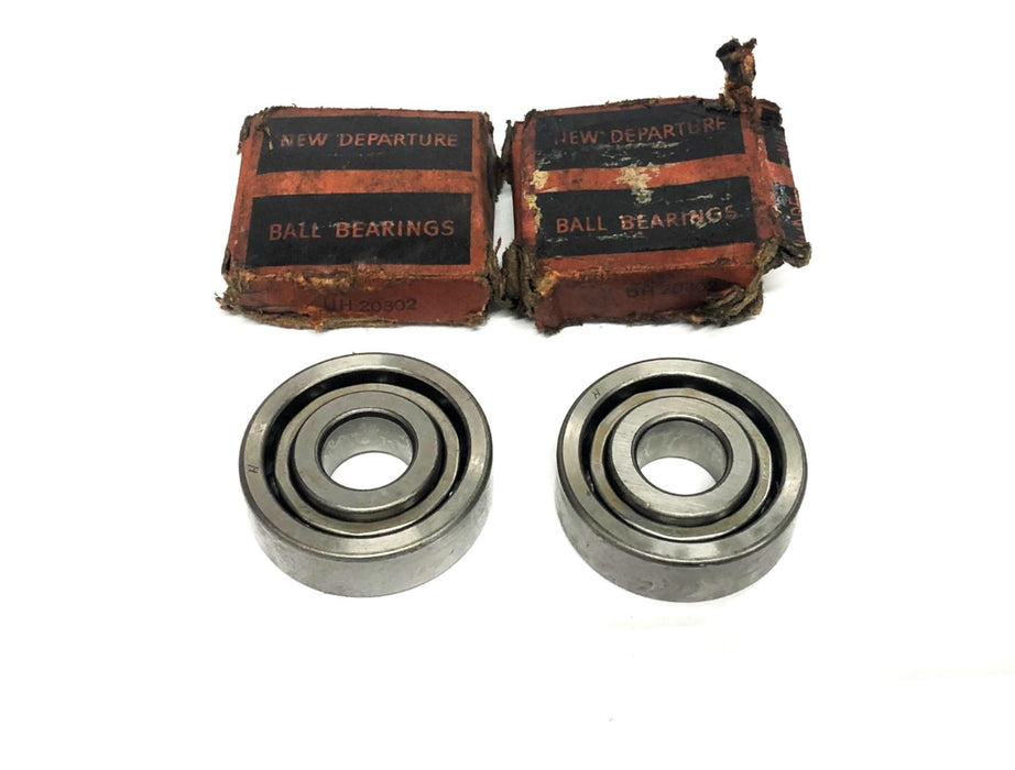 New Departure Single Row Ball Bearing UH20302 [Lot of 2] NOS