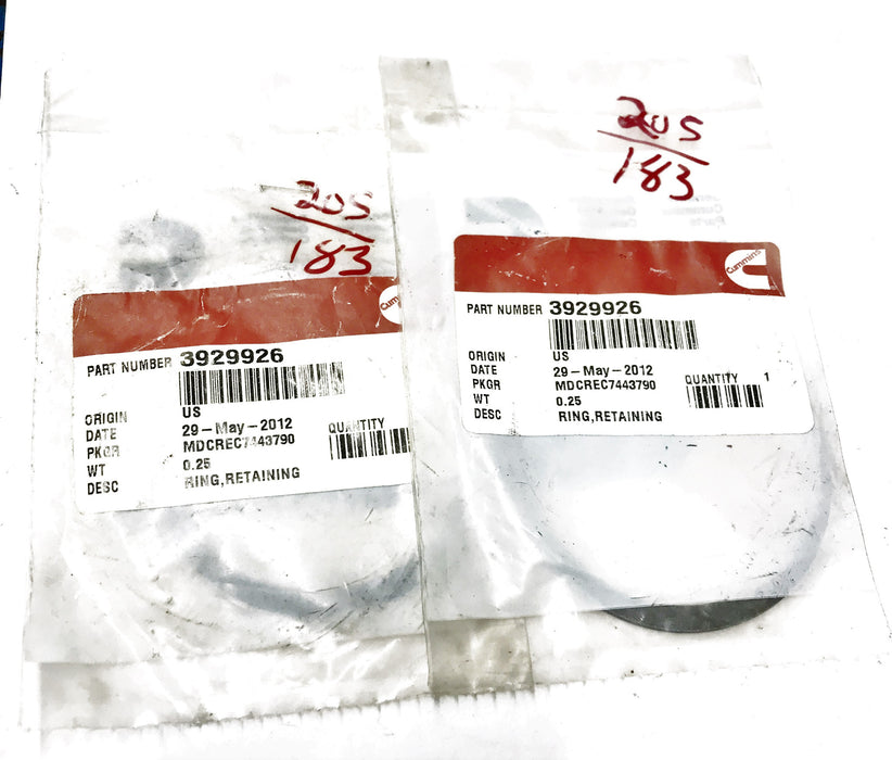 Cummins OEM Retainer Ring 3929926 [Lot of 2] NOS