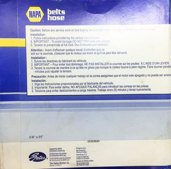 NAPA Premium Industrial Belt 5VX950 NOS