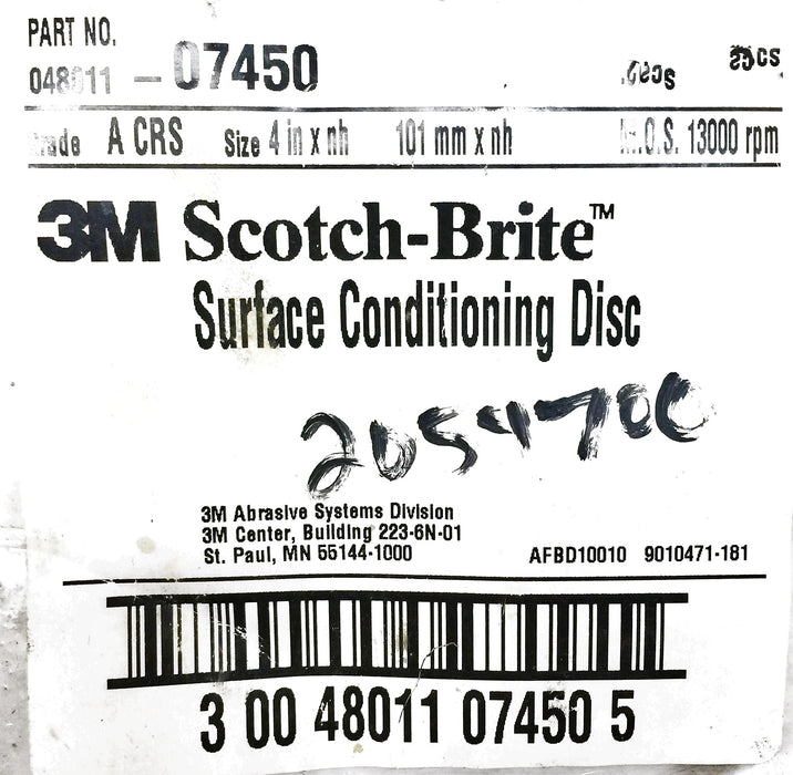 Disco acondicionador de superficies 3M Scotch-Brite de 4" 048011-07450 [Lote de 9] NOS