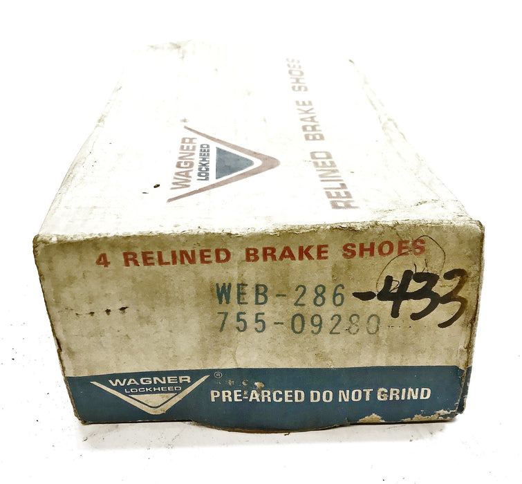 Wagner Re-Lined Brake Shoe Set WEB-286 NOS