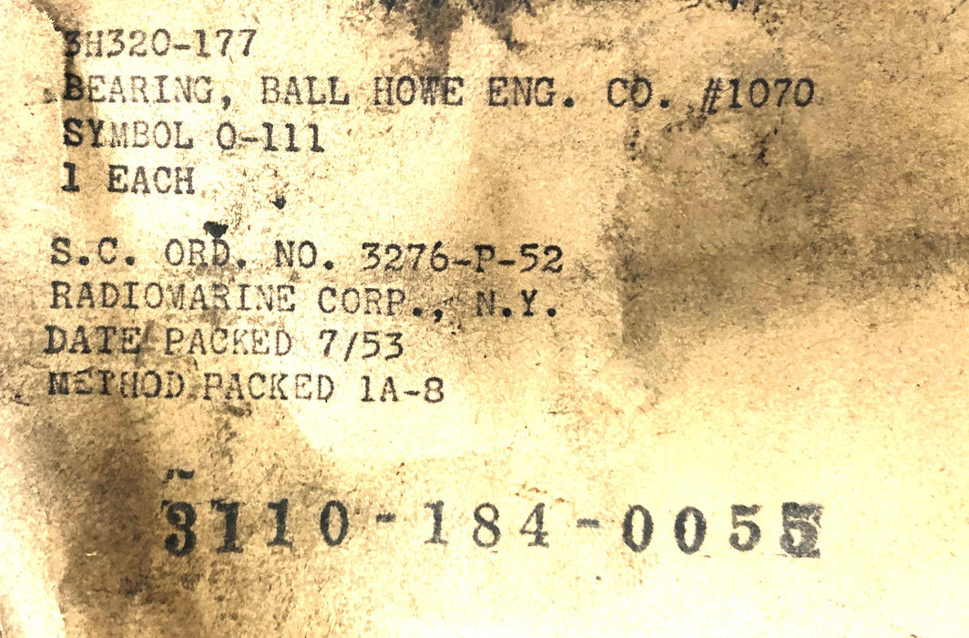 Howe Engineering Ball Bearing 1070 NOS