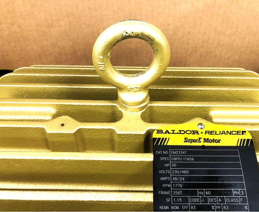 Baldor SuperE 20HP 230/460V 48/24Amp 1770RPM AC Motor EM2334T (09P011T459) NOS