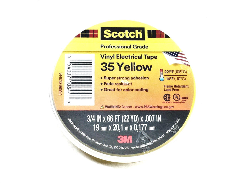 Scotch Box Of 10 Yellow Grade 35 Vinyl Electrical Tape 054007-10844 NOS