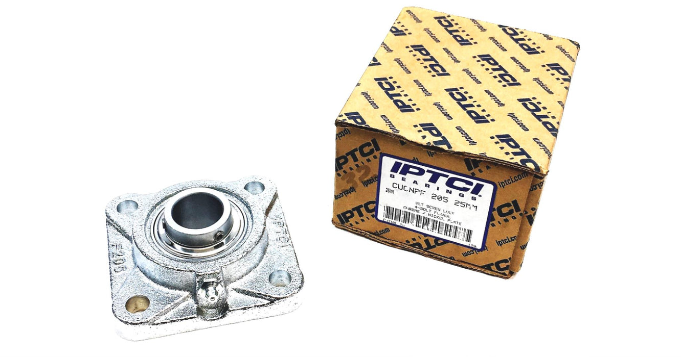 IPTCI Bearings 25MM Set Screw Lock 4 Bolt Flange CUCNPF205 NOS
