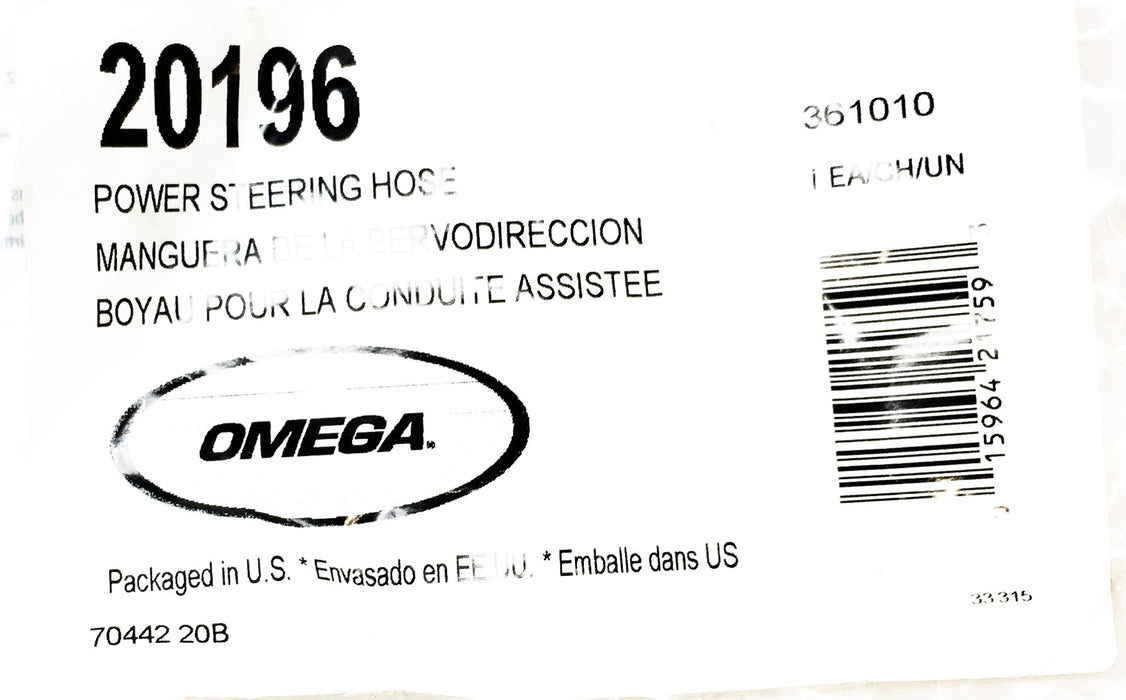 Omega Power Steering Hose 20196 (361010) NOS