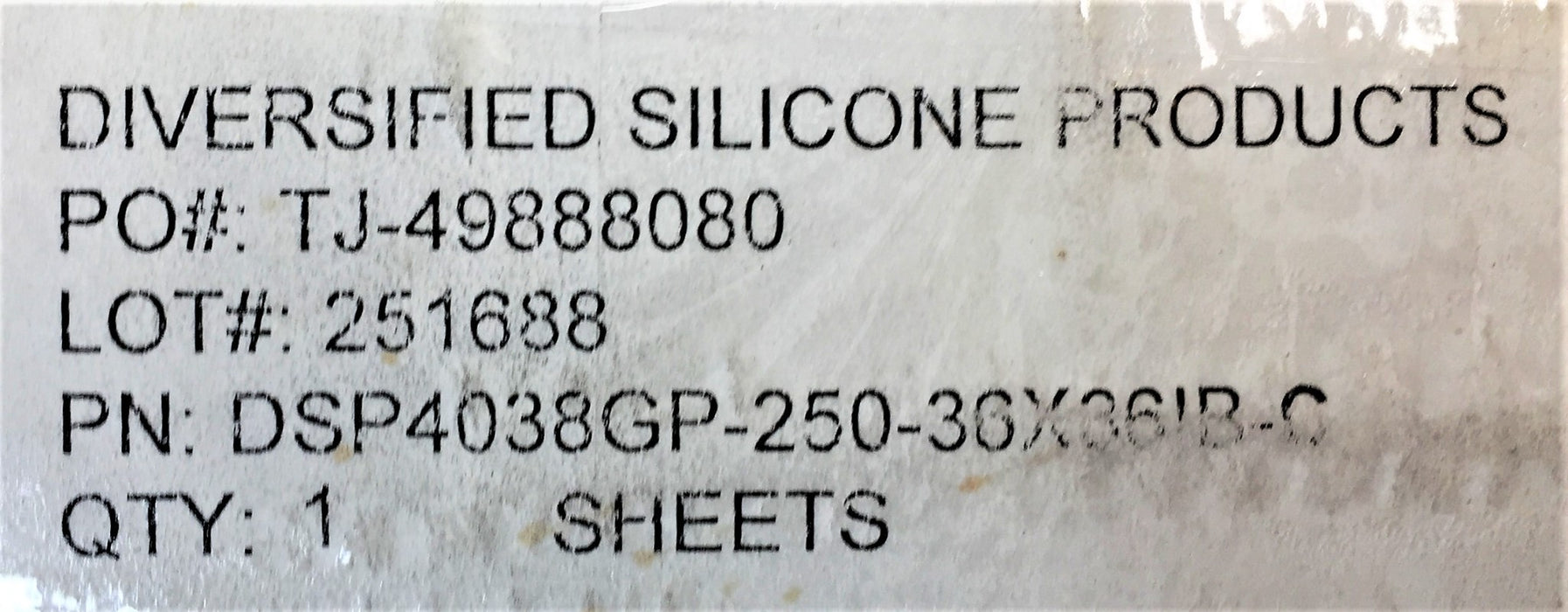 DSP 36" x 36" 40-Duro Red Silicone 1/4" Thick DSP4038GP-250-36X36IB-C NOS