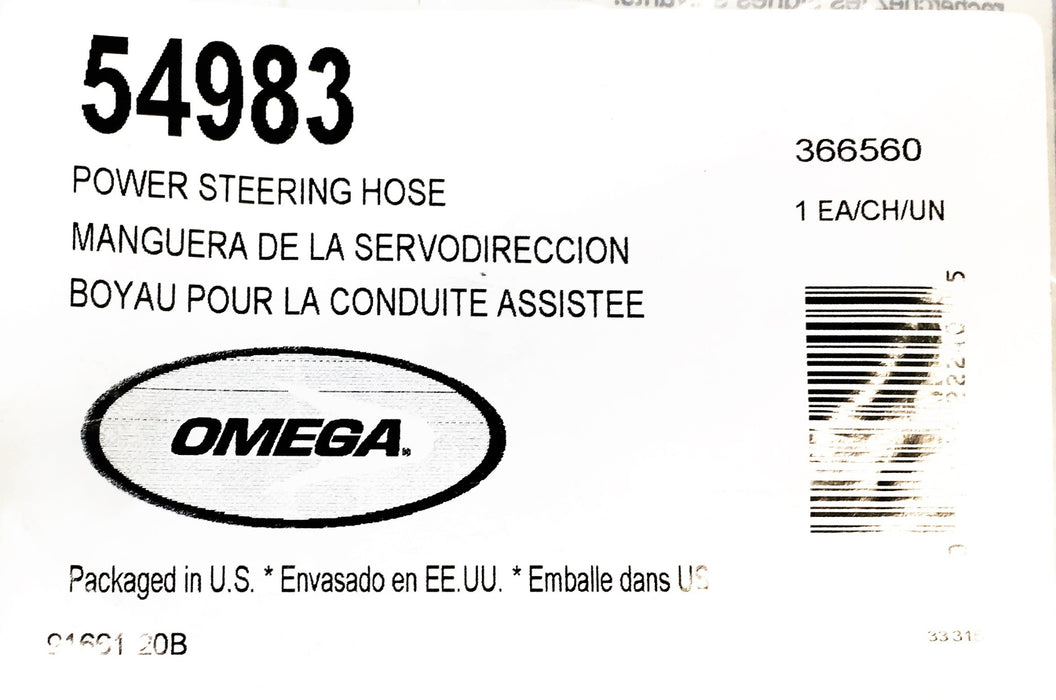 Omega Power Steering Hose 54983 (366560) NOS