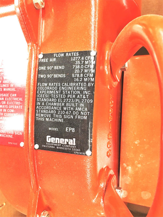 General Equipment VelociMax Portable Air Ventilation Blower EP8 NOS