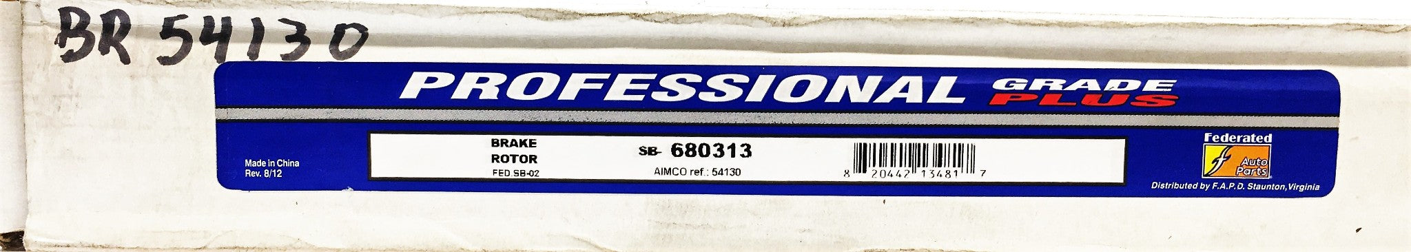 Federated Auto Parts Professional Grade Plus Brake Rotor 680313 NOS
