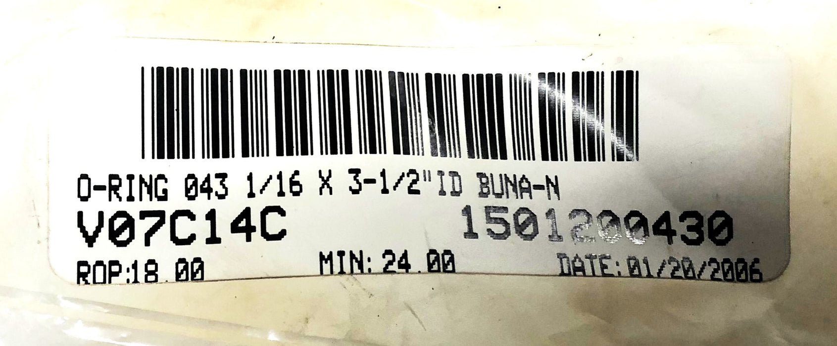 Unbranded Buna-N O-ring 1/16X3-1/2 Inch [Lot of 2] NOS