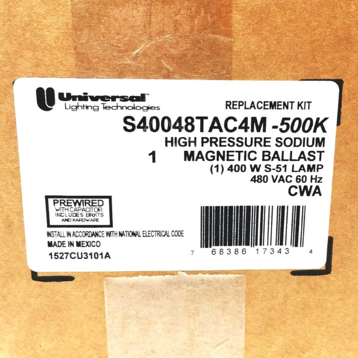 Universal Lighting Magnetic Ballast Replacement Kit S40048TAC4M-500K NOS