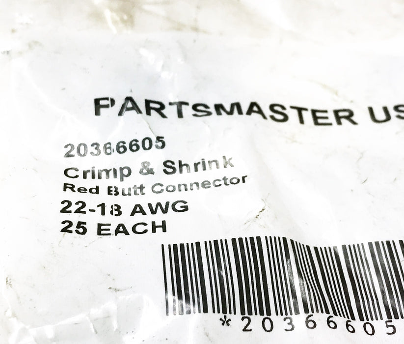 Partsmaster 18-20 AWG Butt Connector DY2036660 [Lot of 25] NOS