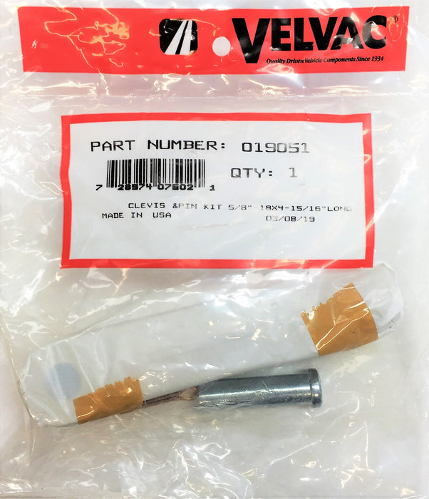 VELVAC 5/8"-18 X 4-15/16"(L) Clevis and Pin Kit 019051 NOS