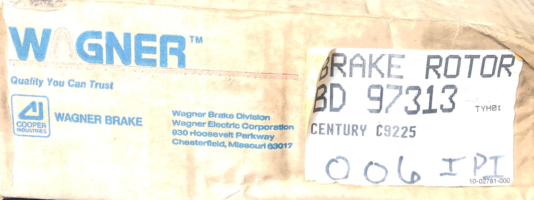 Wagner Disc Brake Rotor BD97313 NOS