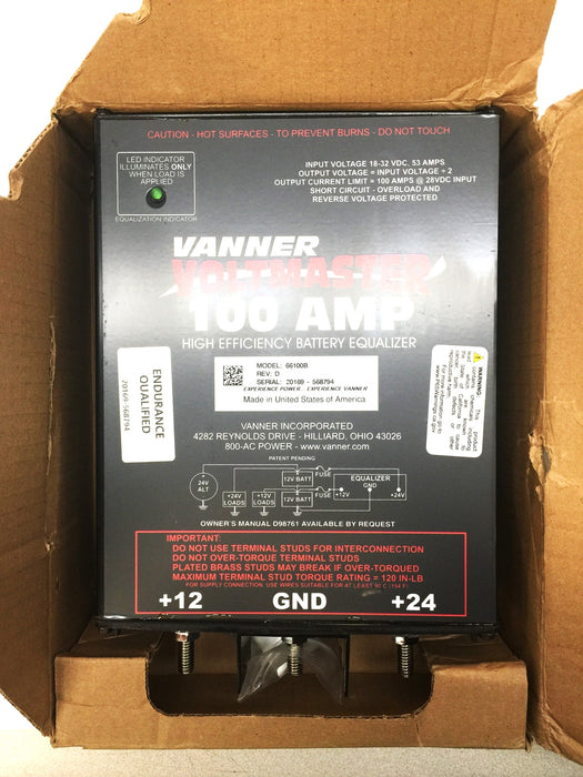 Vanner 100 Amp Voltmaster High-Efficiency Battery Equalizer 66100B NOS